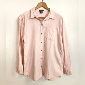 SALE 🎉 Eddie Bauer Women’s Button Down Long-Sleeve Shirt Pink Boyfriend